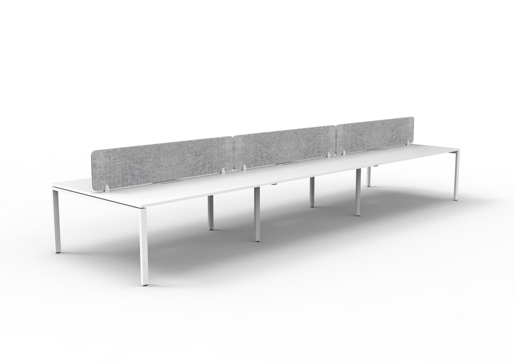 Infinity Profile Leg 6 Person Back To Back Workstation - Eco Panel Screen - Natural White Top & White Base - Marble Grey