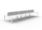 Infinity Profile Leg 6 Person Back To Back Workstation - Eco Panel Screen - Natural White Top & White Base - Marble Grey