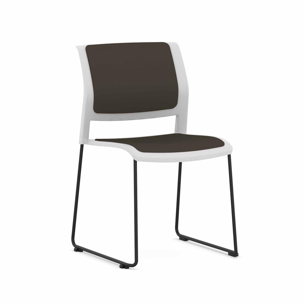 Game Chair Sled – Fully Upholstered — Black, White, Slate Grey #CM510