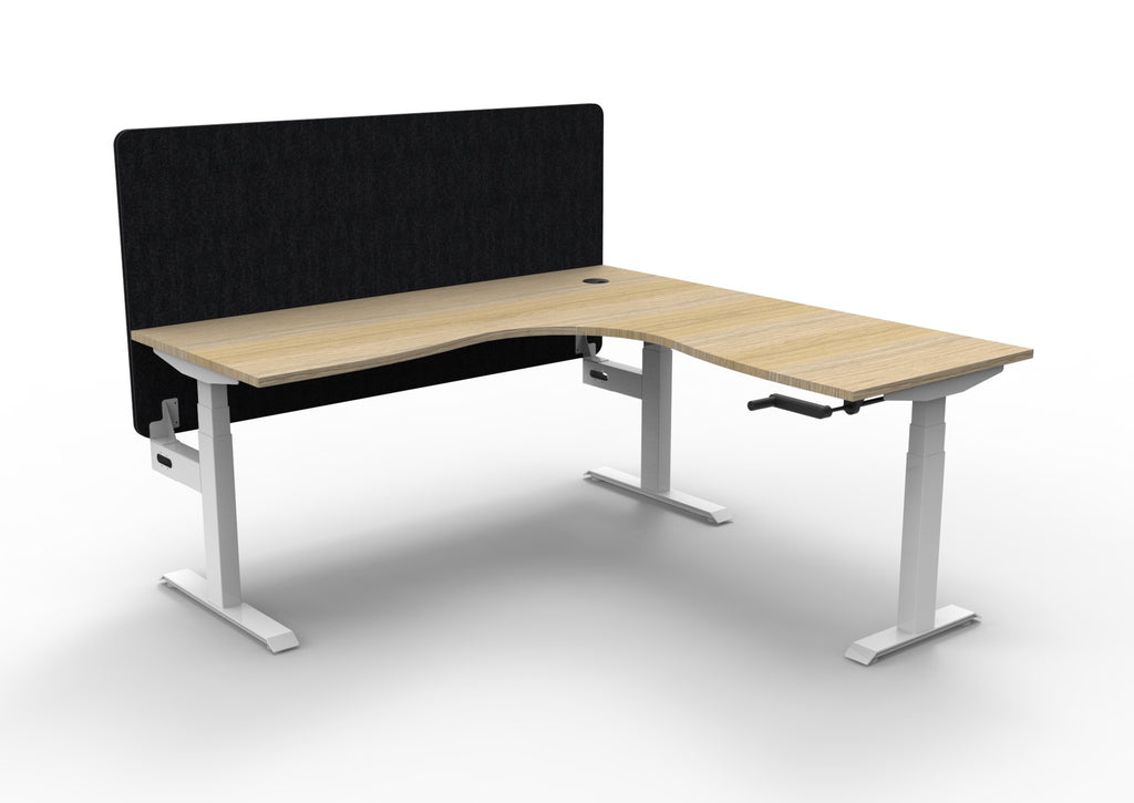 Boost Crank Manual Height Adjustable Corner Workstation - Eco Panel Screen - configuration image