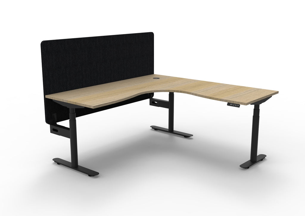 Halo+ Electric Height Adjustable Corner Workstation - Eco Panel Screen