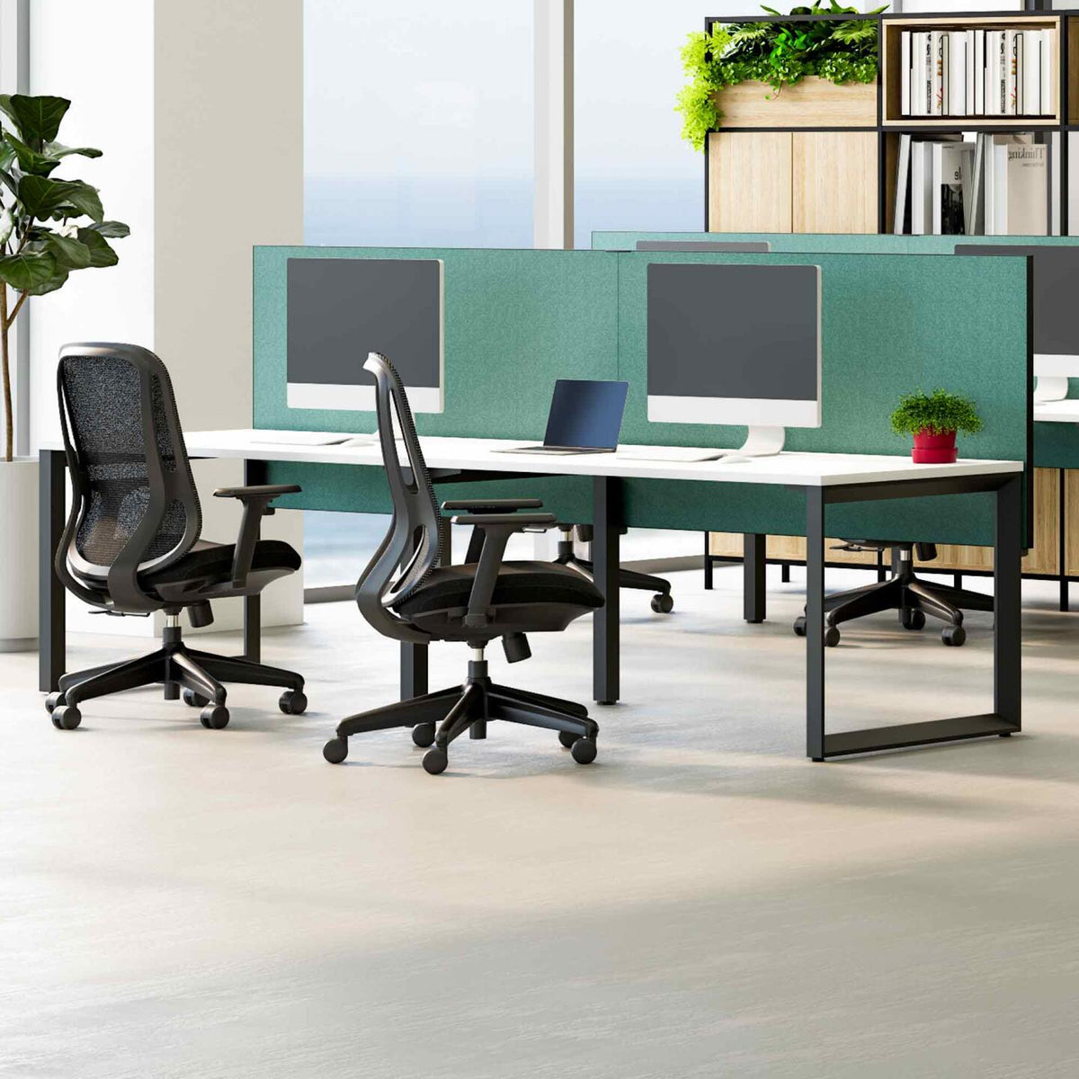 Anvil 2-User Single-Sided Workstation with Edge25 Screen - alternate view, size or finish; optional items may be shown