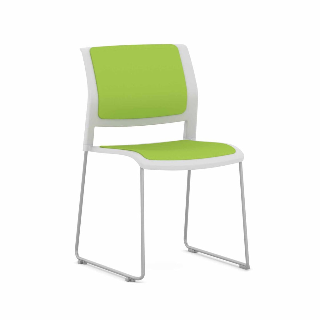 Game Chair Sled – Fully Upholstered — Silver, White, Lime Green #CM503