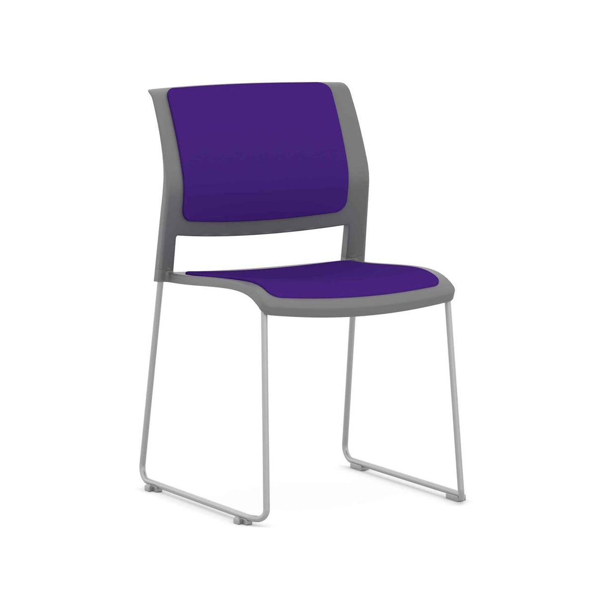 Game Chair Sled – Fully Upholstered — Silver, Charcoal, Plum #CM514