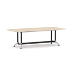 Modulus Boardroom Table Single Span, Twin Post — Black With Polished Alloy, Nordic Maple