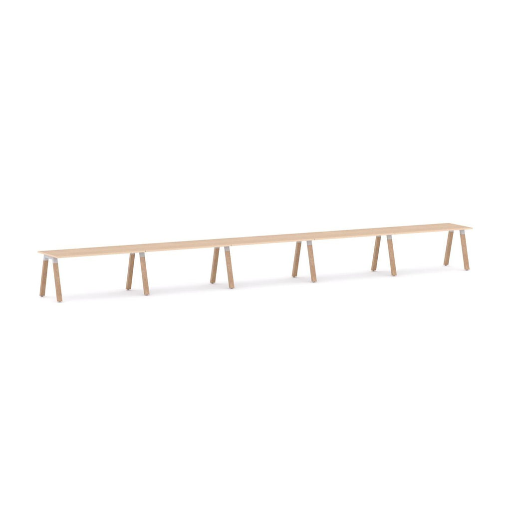 Plantation 5-User Single-Sided Workstation — White, New Oak Matte
