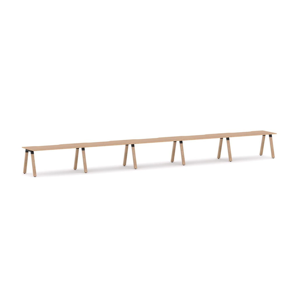 Plantation 5-User Single-Sided Workstation — Black, Sublime Teak