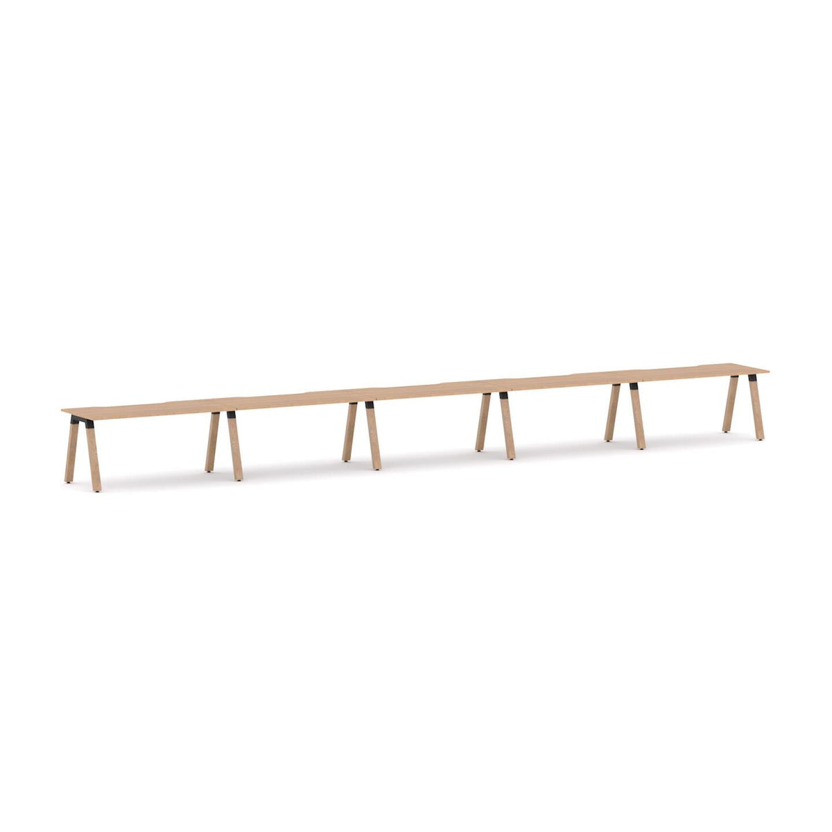 Plantation 5-User Single-Sided Workstation — Black, Sublime Teak