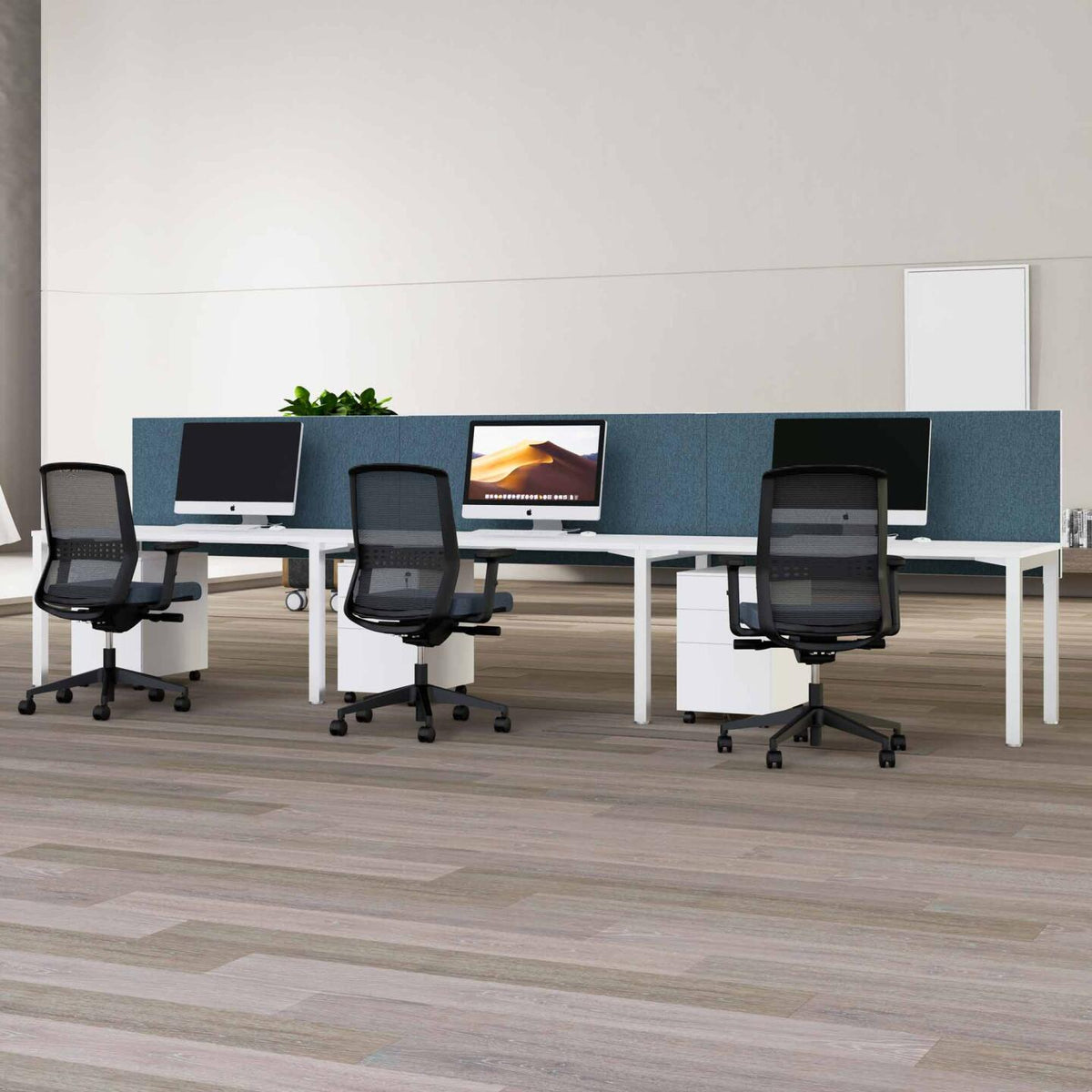 Axis 3-User Single-Sided Workstation with Edge25 Screen - alternate view, size or finish; optional items may be shown