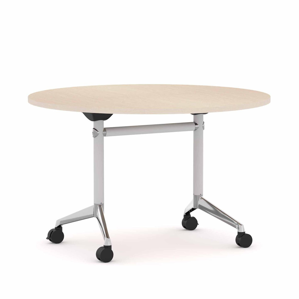 Modulus Flip Table — White With Polished Alloy, Nordic Maple