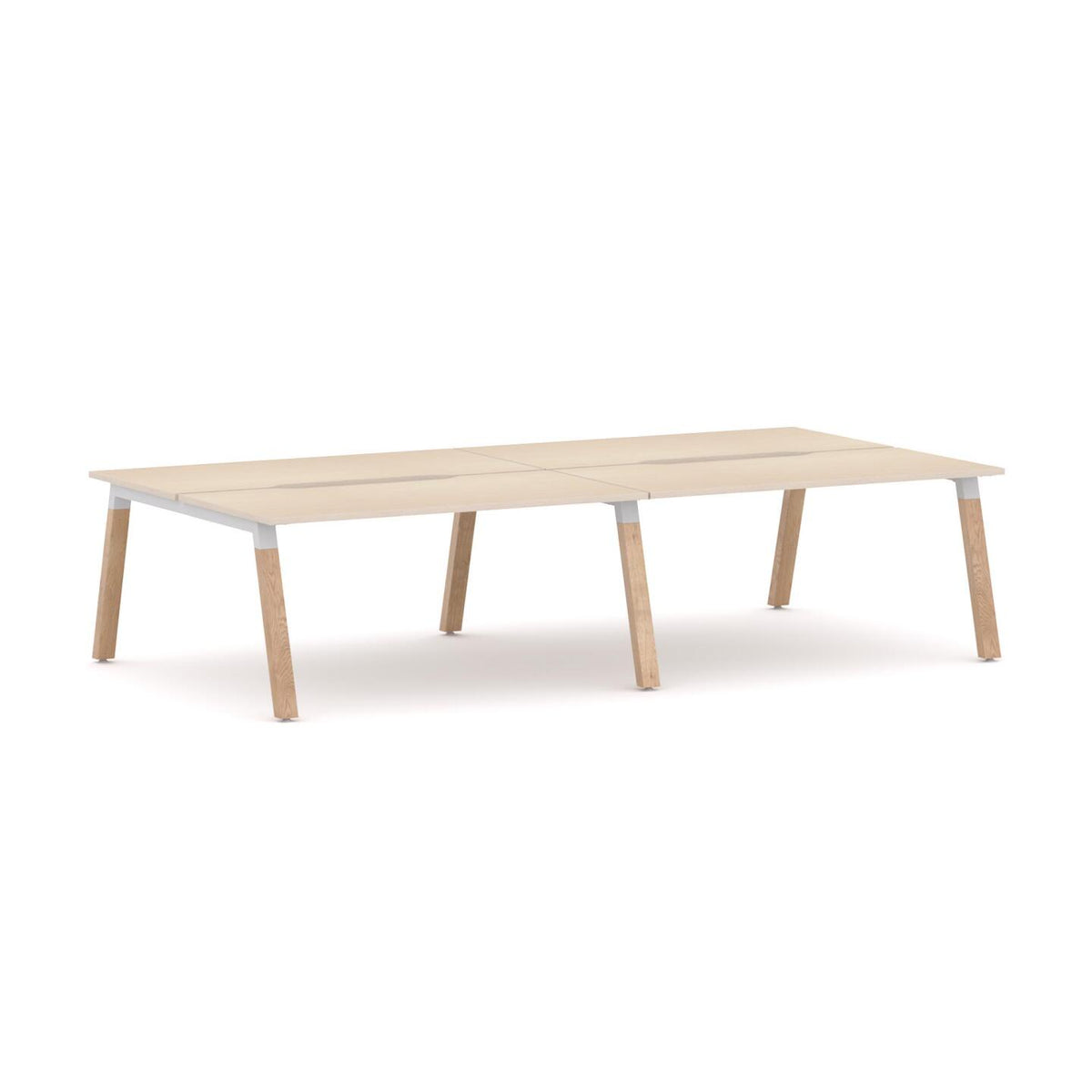 Plantation 4-User Double-Sided Workstation — White, Nordic Maple