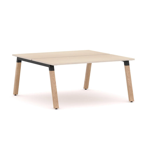 Plantation 2-User Double-Sided Workstation — Solid Oak With Black Housing, Nordic Maple