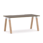 Plantation Single Workstation — White, Natural Walnut
