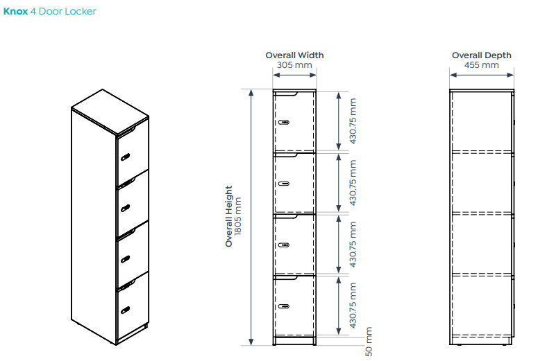 Knox Four-Door Locker - alternate view, size or finish; optional items may be shown