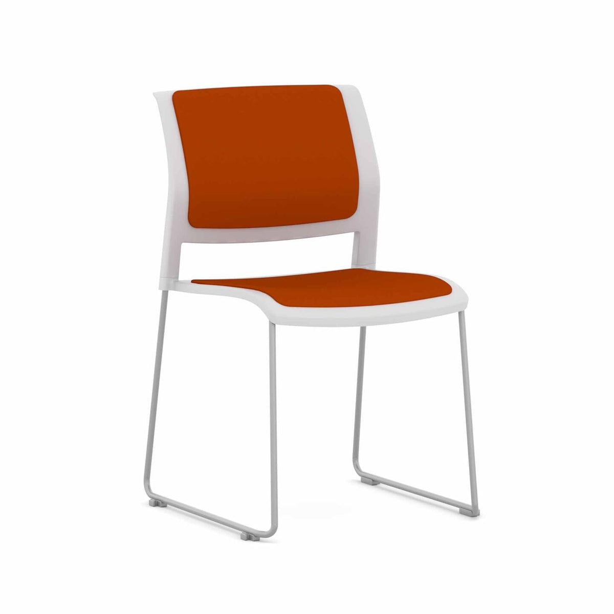 Game Chair Sled – Fully Upholstered — Silver, White, Bright Orange #CM502