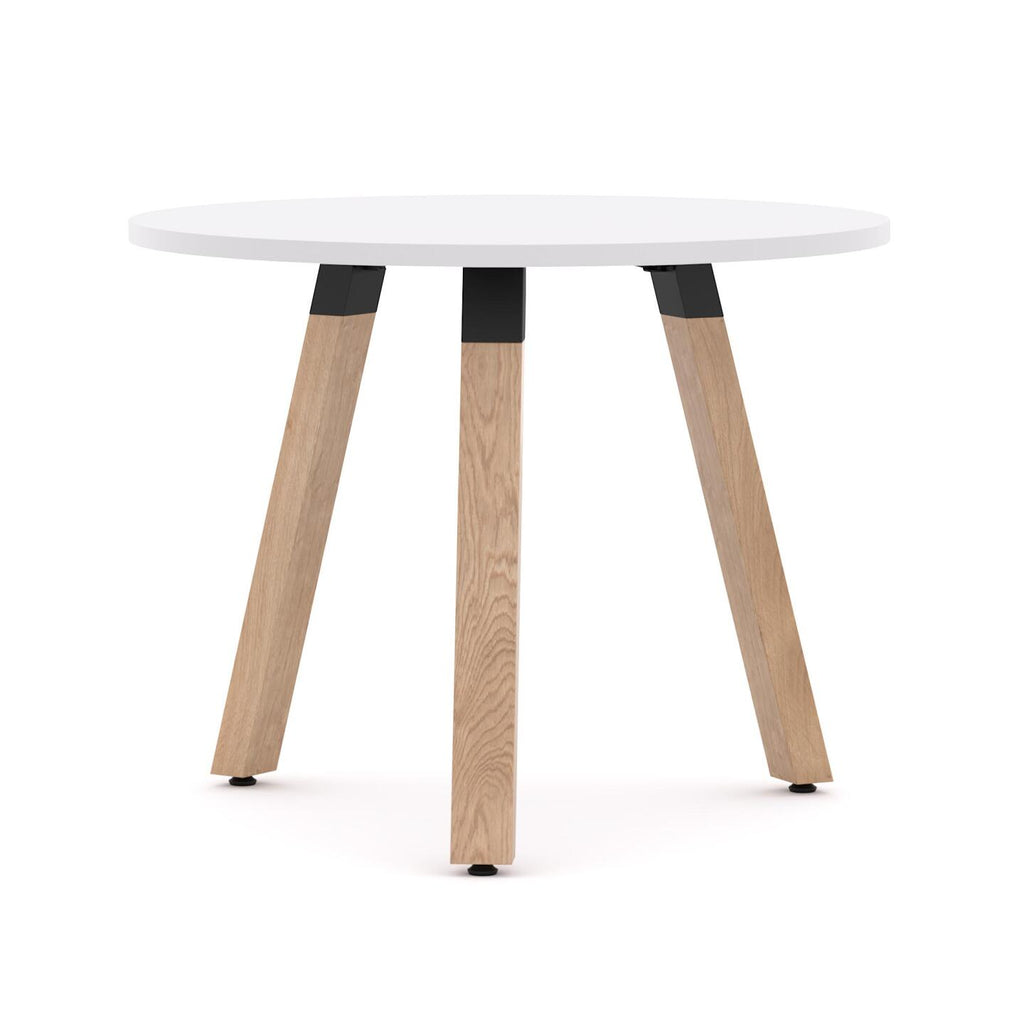 Plantation Table 3-Leg — Solid Oak With Black Housing, Studio White