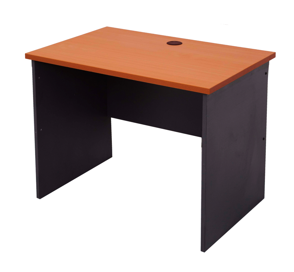 Rapid Worker Single Sided Desk - Cherry Top & Ironstone Base