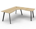 Eternity Corner Workstation - No Screen - Natural Oak Top & Black Base