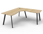 Eternity Corner Workstation - No Screen - Natural Oak Top & Black Base