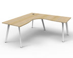 Eternity Corner Workstation - No Screen - Natural Oak Top & White Base