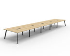 Eternity 10 Person Back To Back Workstation - No Screen - Natural Oak Top & Black Base