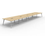 Eternity 10 Person Back To Back Workstation - No Screen - Natural Oak Top & White Base