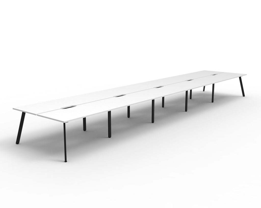 Eternity 10 Person Back To Back Workstation - No Screen - Natural White Top & Black Base hover image
