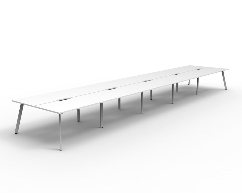 Eternity 10 Person Back To Back Workstation - No Screen - Natural White Top & White Base