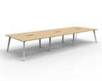 Eternity 6 Person Back To Back Workstation - No Screen - Natural Oak Top & White Base