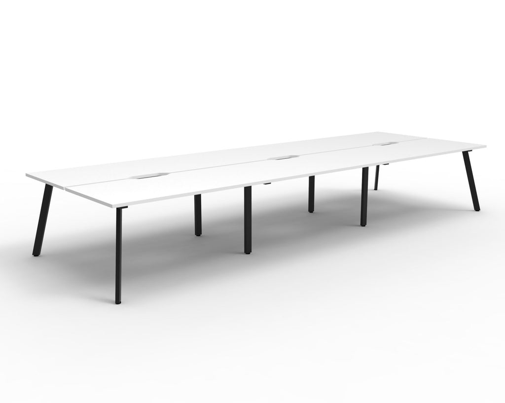 Eternity 6 Person Back To Back Workstation - No Screen - Natural White Top & Black Base hover image