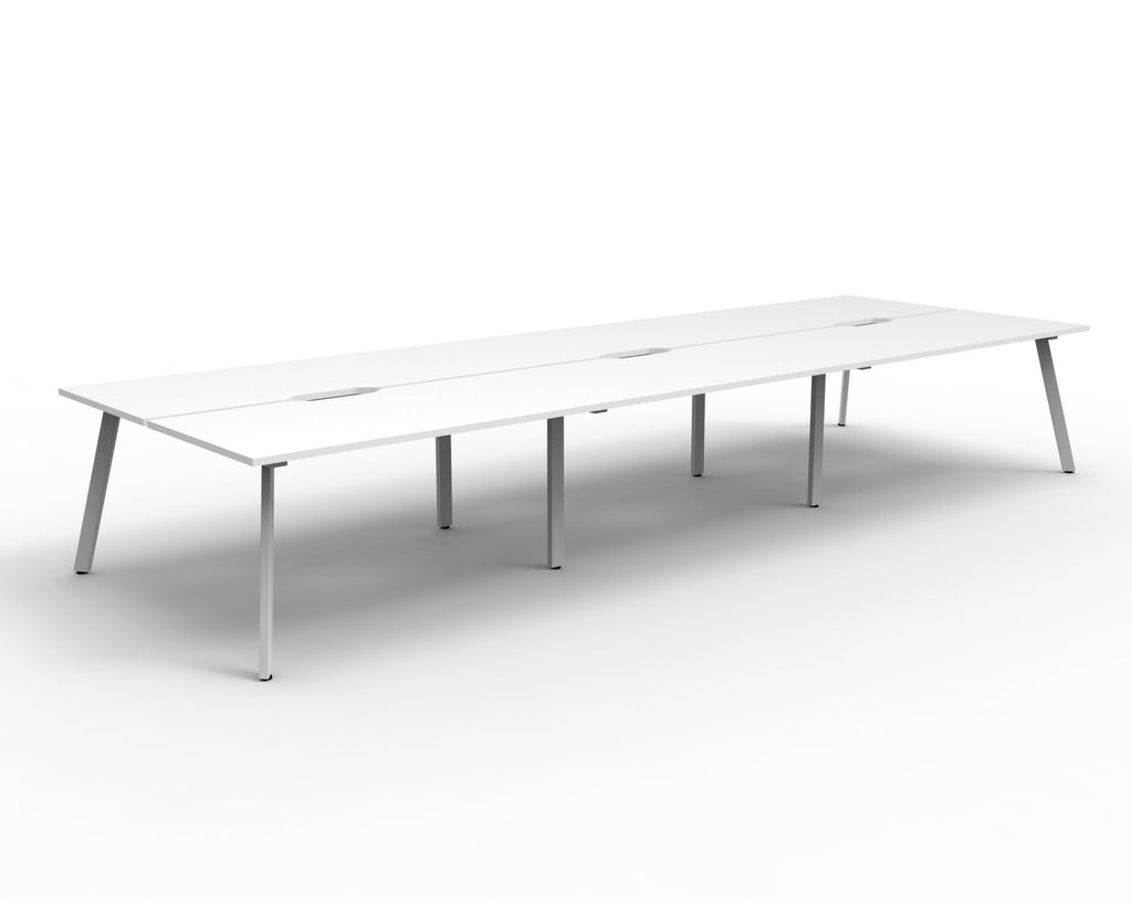 Eternity 6 Person Back To Back Workstation - No Screen - Natural White Top & White Base