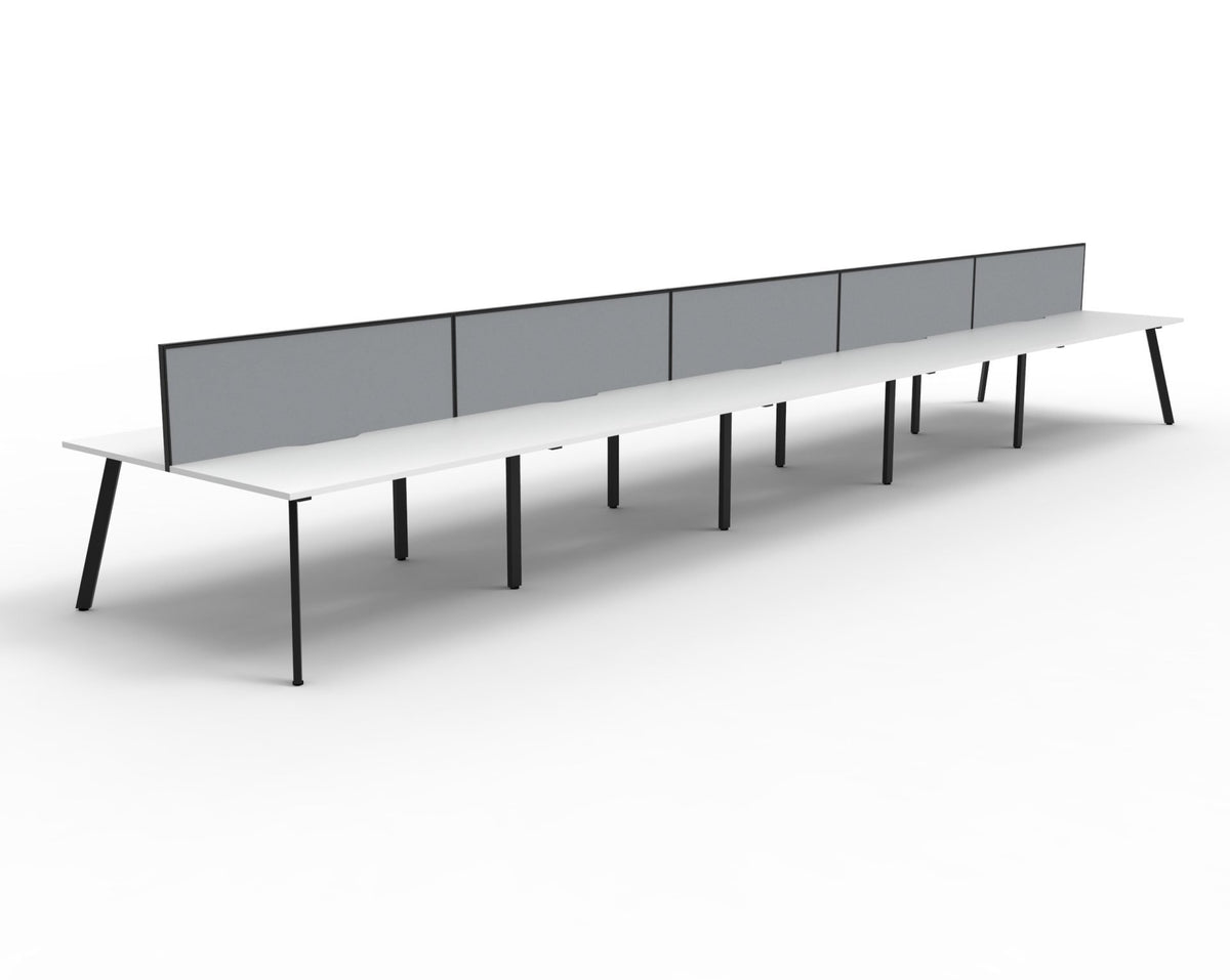Eternity 10 Person Back To Back Workstation - Framed Screen - Natural White Top & Black Base hover image