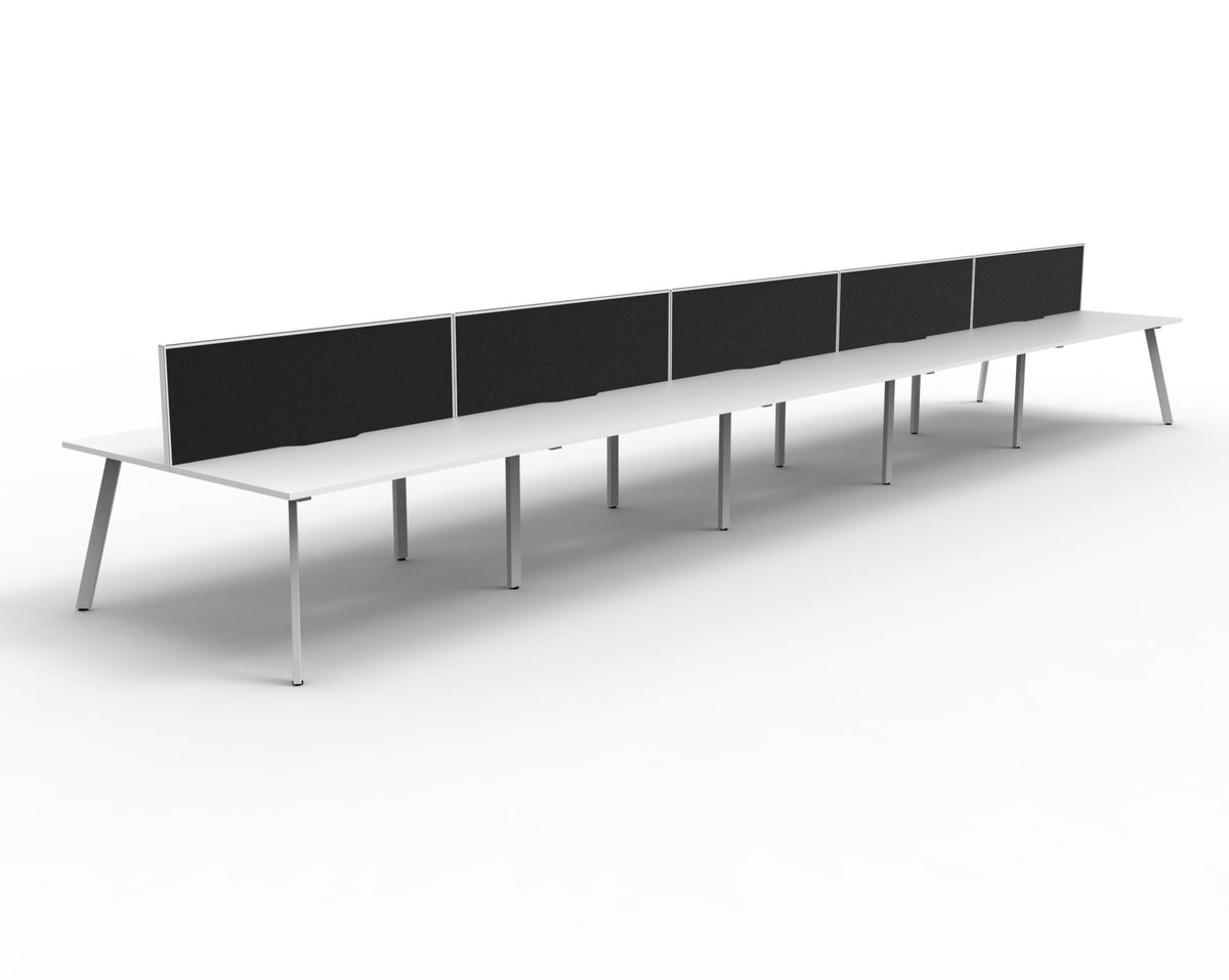 Eternity 10 Person Back To Back Workstation - Framed Screen - Natural White Top & White Base