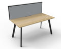 Eternity Single Sided Workstation - Framed Screen - Natural Oak Top & Black Base - Grey Fabric