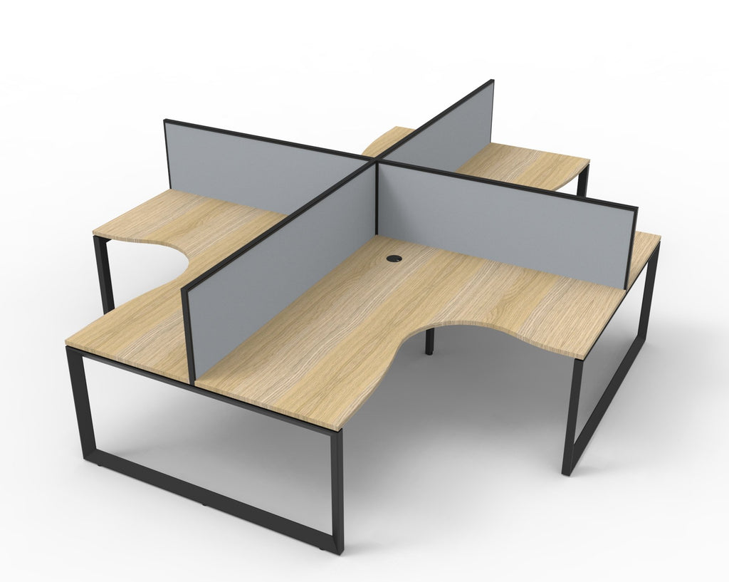 Infinity Loop Leg 4 Person Corner Workstation - Framed Screen