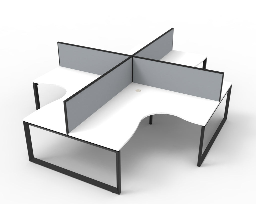 Infinity Loop Leg 4 Person Corner Workstation - Framed Screen
