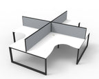 Infinity Loop Leg 4 Person Corner Workstation - Framed Screen
