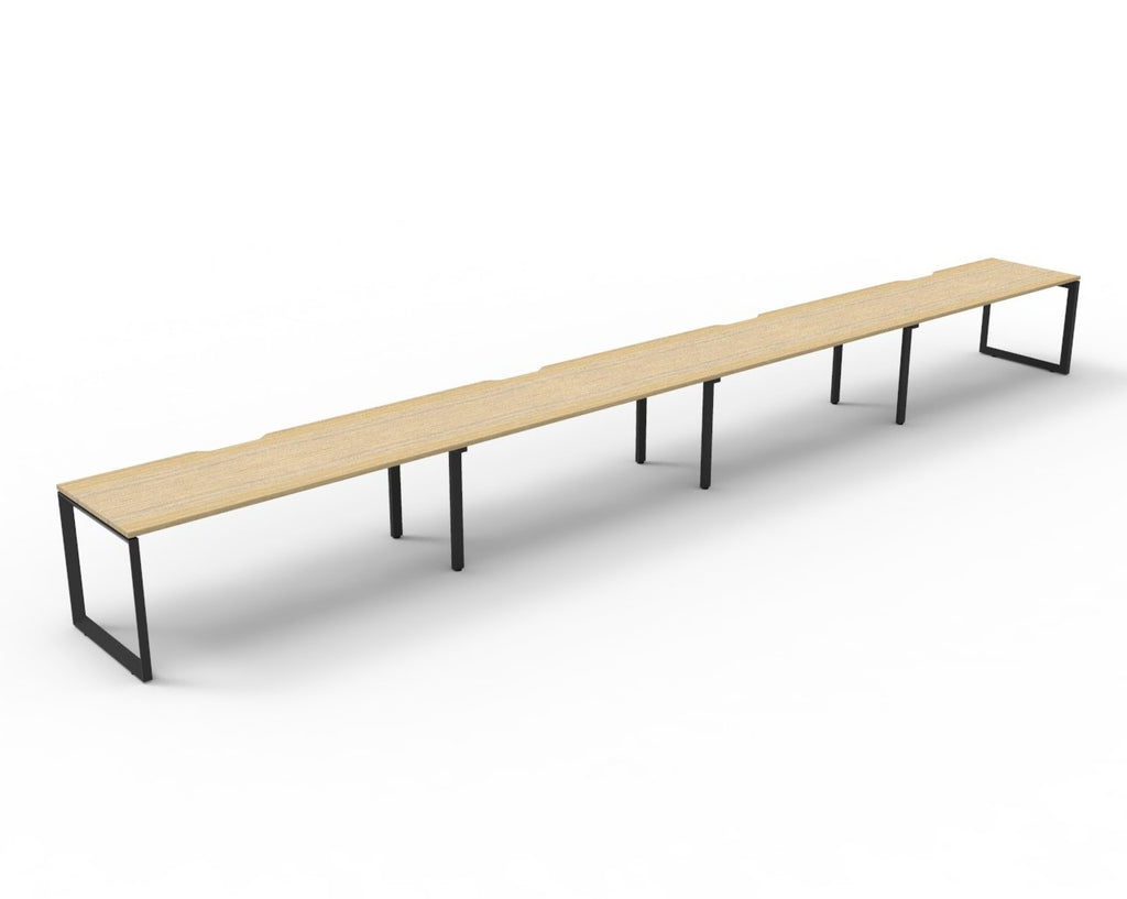 Infinity Loop Leg 4 Person Single Sided Workstation - No Screen - Natural Oak Top & Black Base