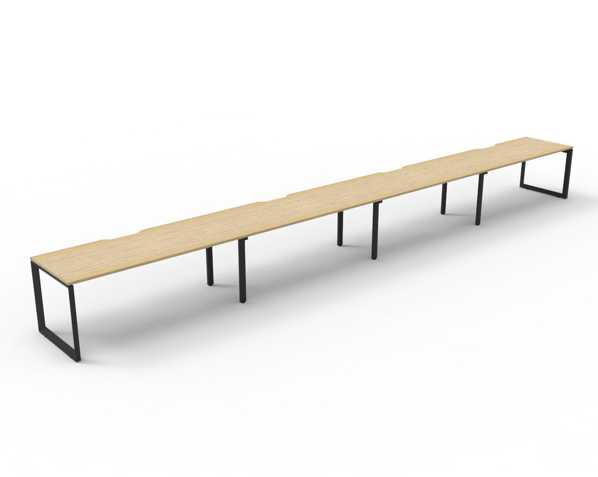 Infinity Loop Leg 4 Person Single Sided Workstation - No Screen - Natural Oak Top & Black Base