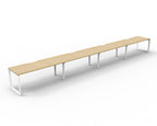Infinity Loop Leg 4 Person Single Sided Workstation - No Screen - Natural Oak Top & White Base