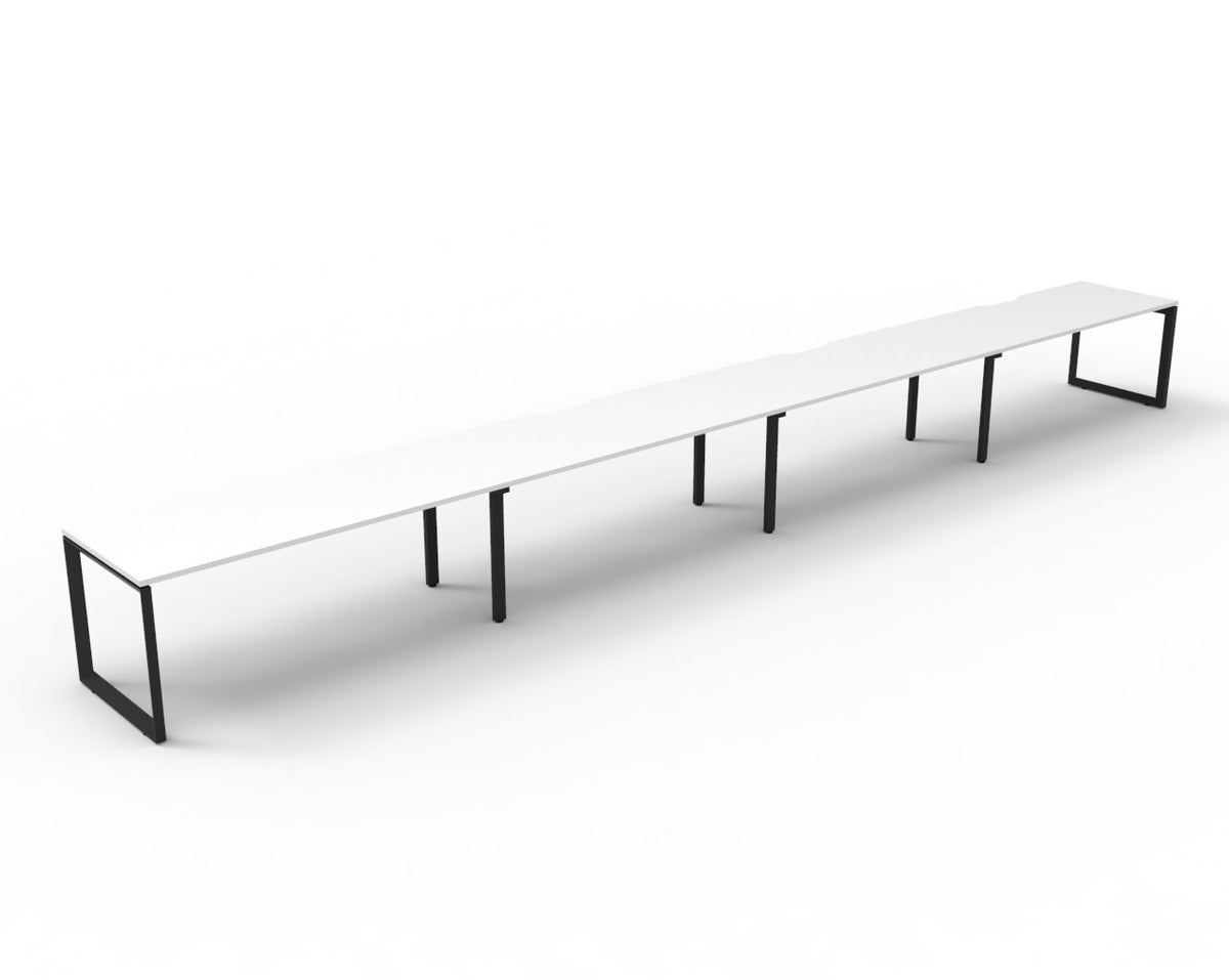 Infinity Loop Leg 4 Person Single Sided Workstation - No Screen - Natural White Top & Black Base