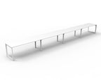 Infinity Loop Leg 4 Person Single Sided Workstation - No Screen - Natural White Top & White Base