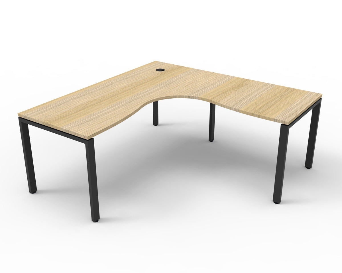 Infinity Profile Leg Corner Workstation - Natural Oak Top & Black Base