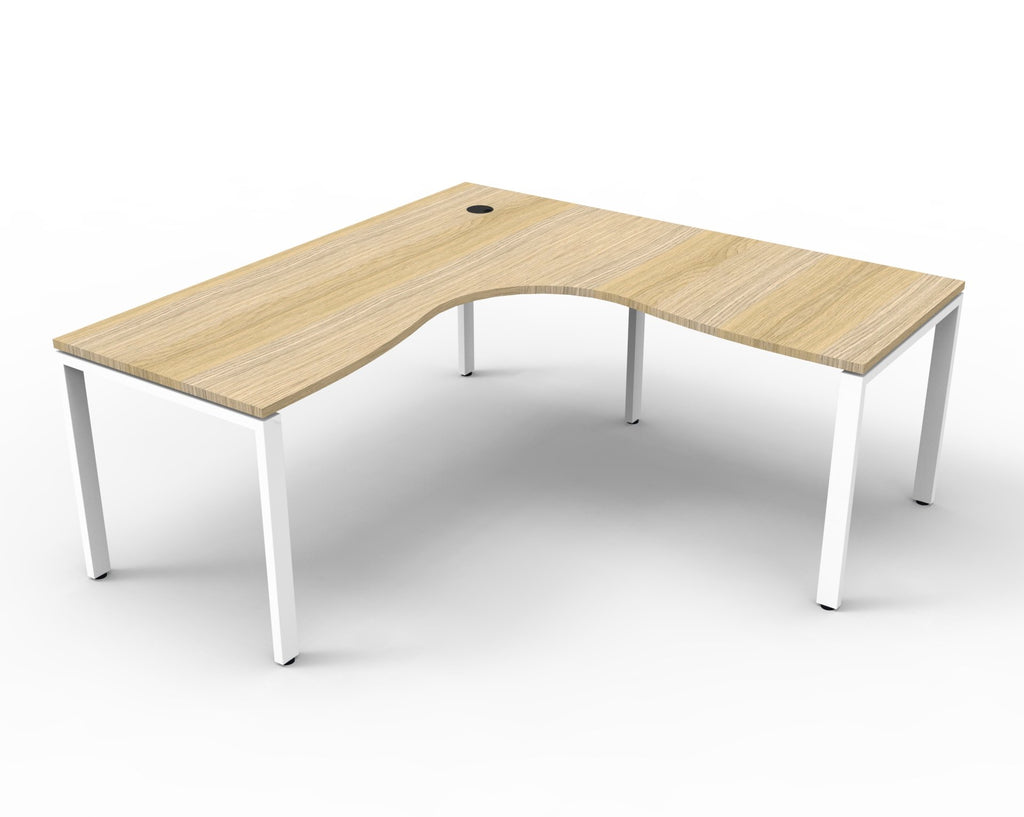 Infinity Profile Leg Corner Workstation - Natural Oak Top & White Base