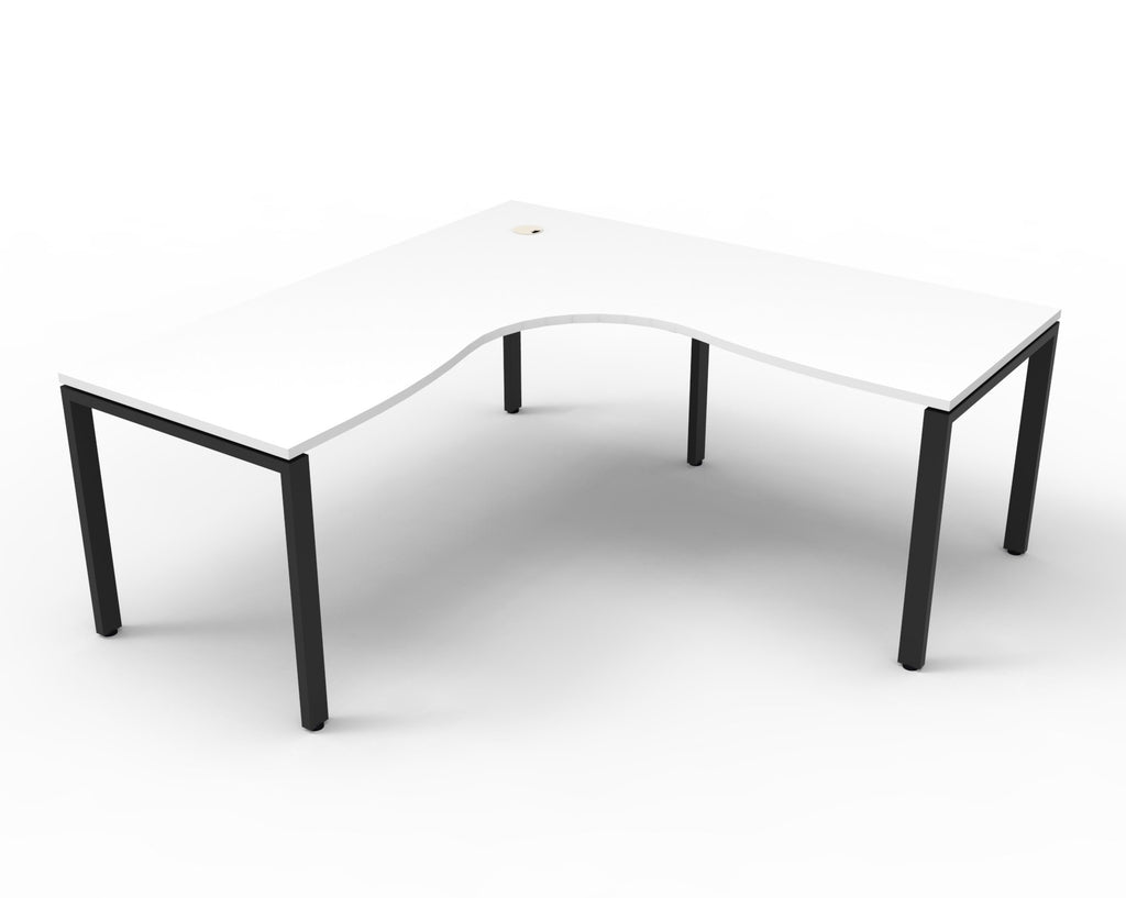 Infinity Profile Leg Corner Workstation - Natural White Top & Black Base