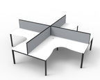 Infinity Profile Leg 4 Person Corner Workstation - Framed Screen - Natural White Top & Black Base