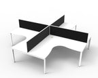 Infinity Profile Leg 4 Person Corner Workstation - Framed Screen - Natural White Top & White Base