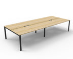 Infinity Profile Leg 4 Person Back To Back Workstation - No Screen - Natural Oak Top & Black Base