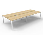 Infinity Profile Leg 4 Person Back To Back Workstation - No Screen - Natural Oak Top & White Base