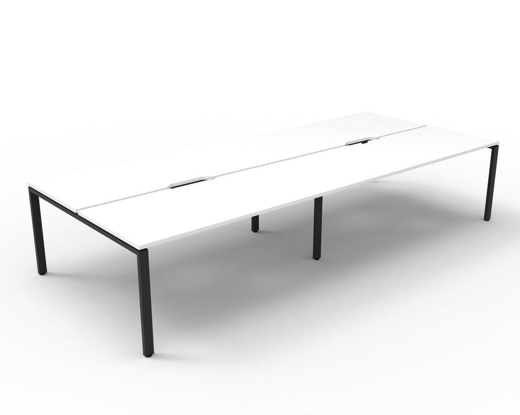 Infinity Profile Leg 4 Person Back To Back Workstation - No Screen - Natural White Top & Black Base